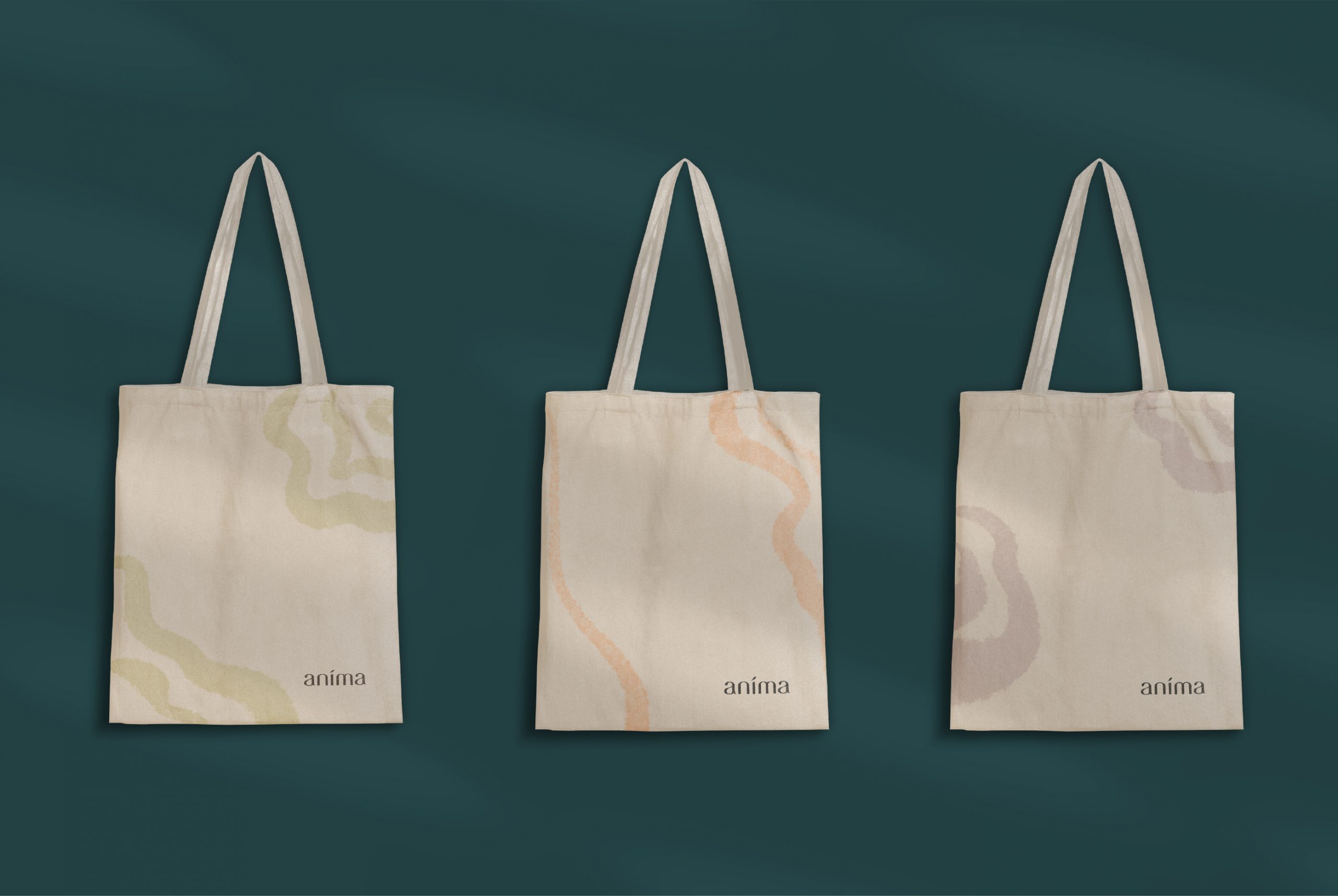 design of bags for the brand identity of anima, by swiss graphic design studio