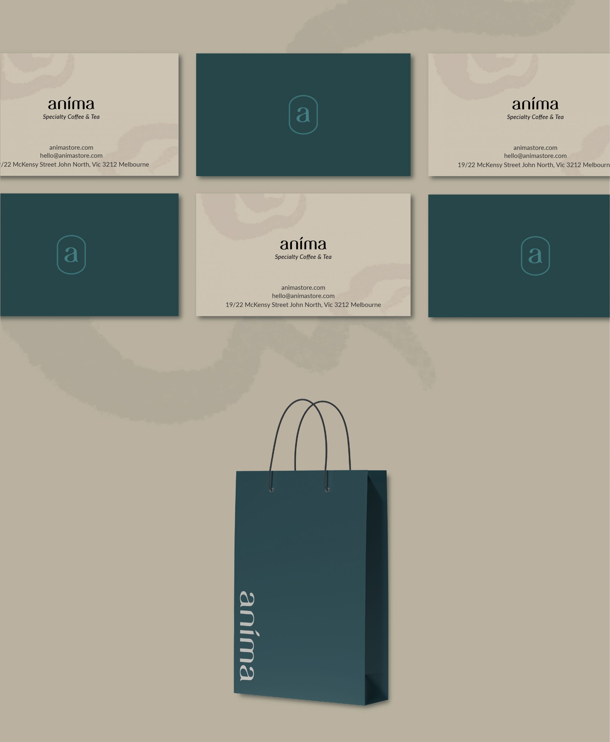 business card design for the brand identity of anima, by swiss graphic design studio in lausanne