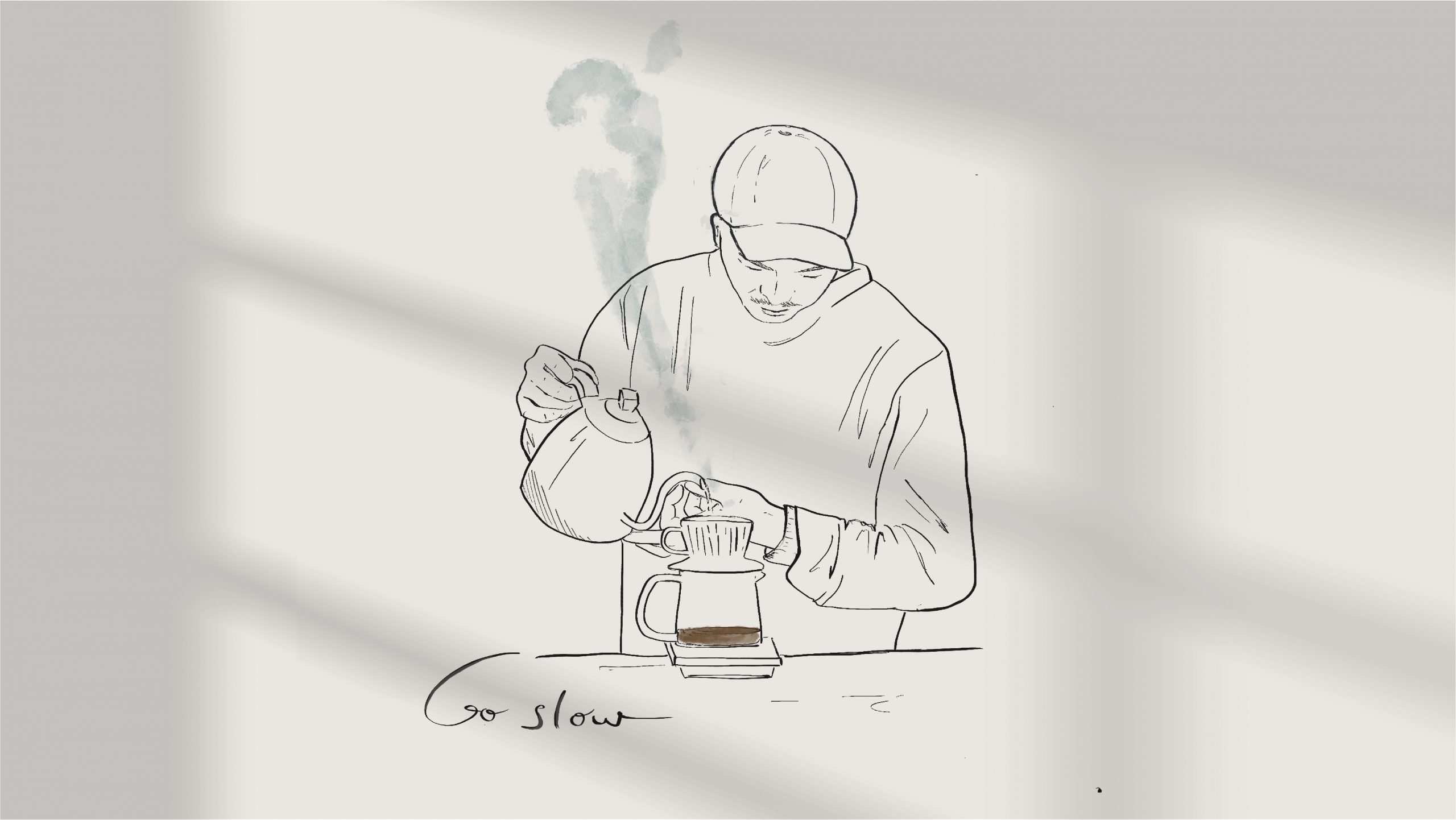 illustration for visual identity design of a specialty coffee shop, in a minimalist and Japanese style. Created by a graphic design studio in Lausanne, Switzerland.