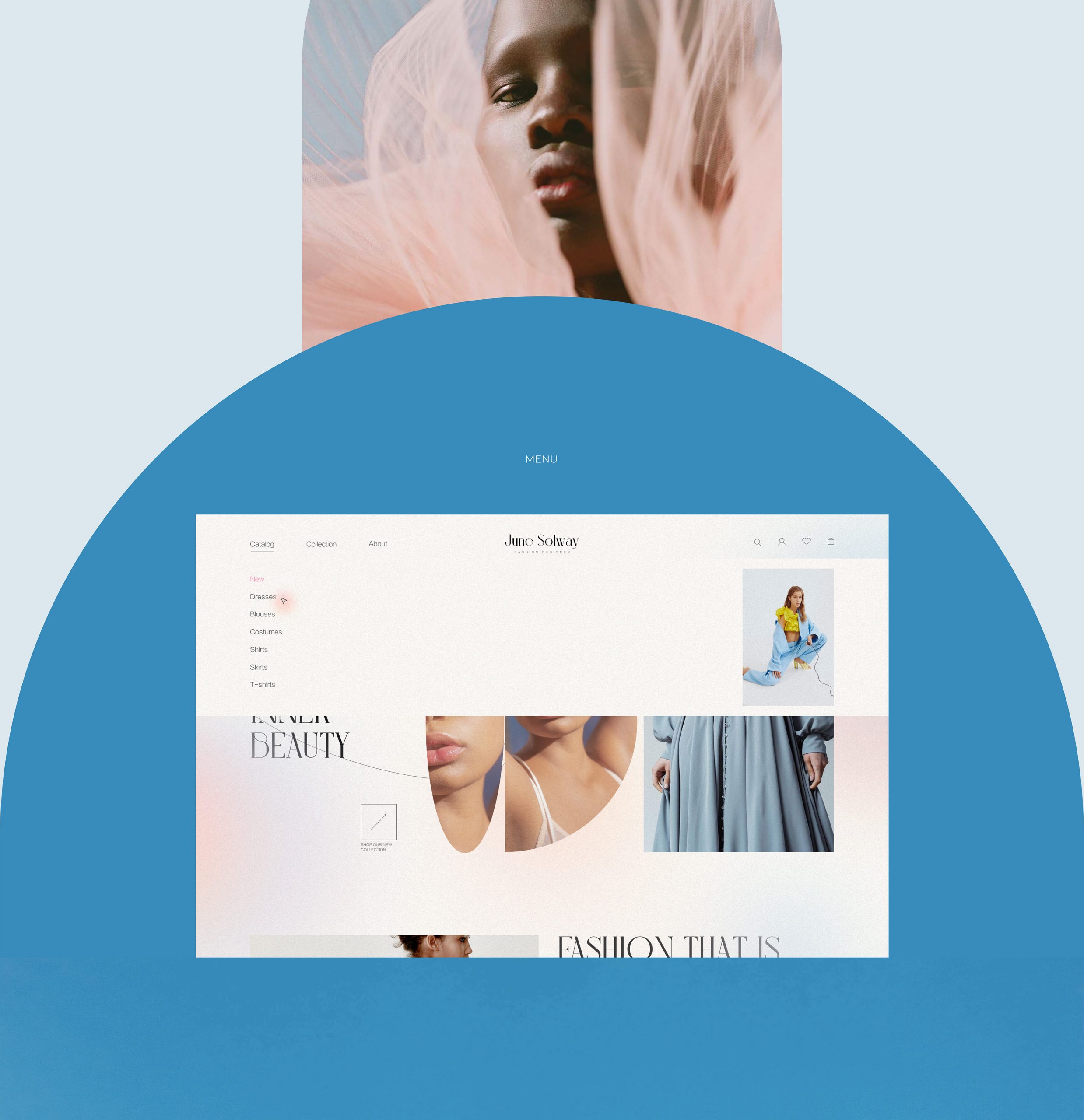 Conception d'un site web au style épuré et minimaliste pour un créateur de mode. Réalisé par un graphiste à Lausanne, en Suisse.