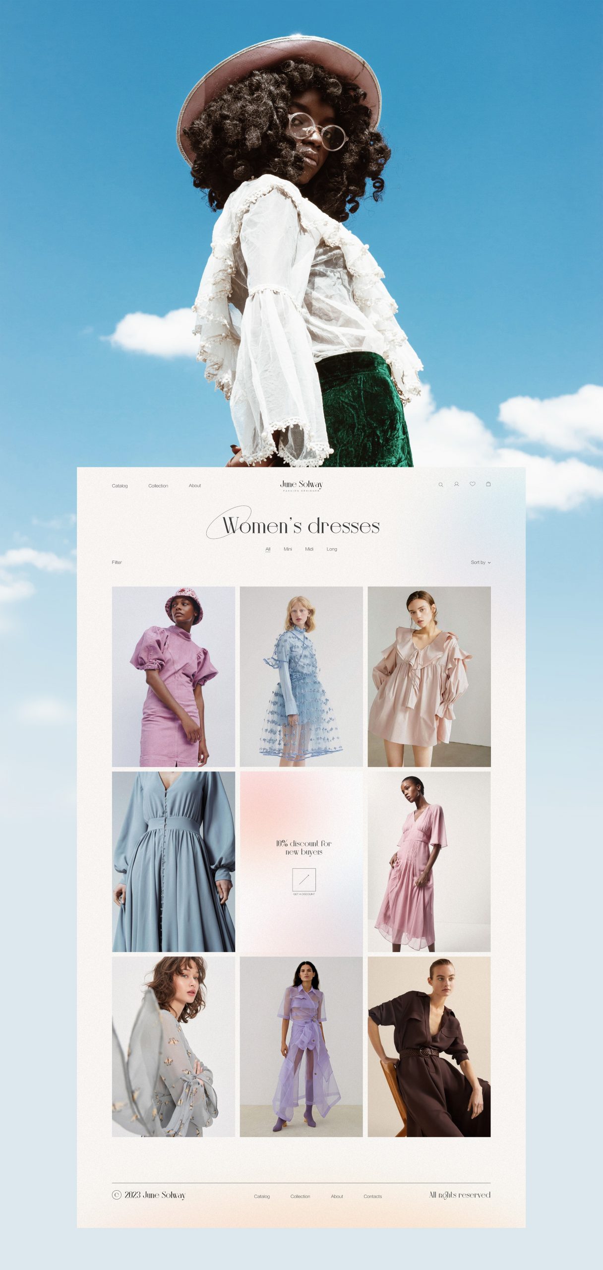 website design in a clean, minimalistic style, for a fashion designer. Made by graphic design studio in lausanne, switzerland