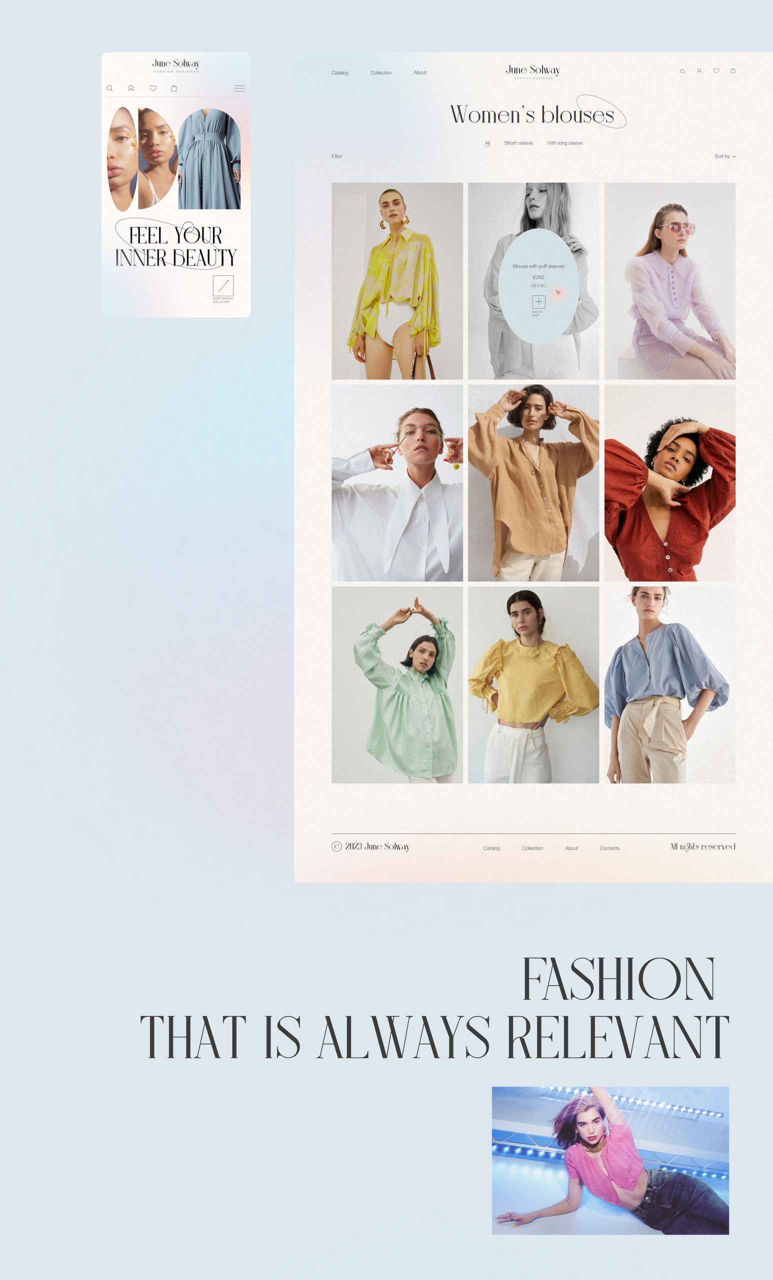 Conception d'un site web au style épuré et minimaliste pour un créateur de mode. Réalisé par un graphiste à Lausanne, en Suisse.