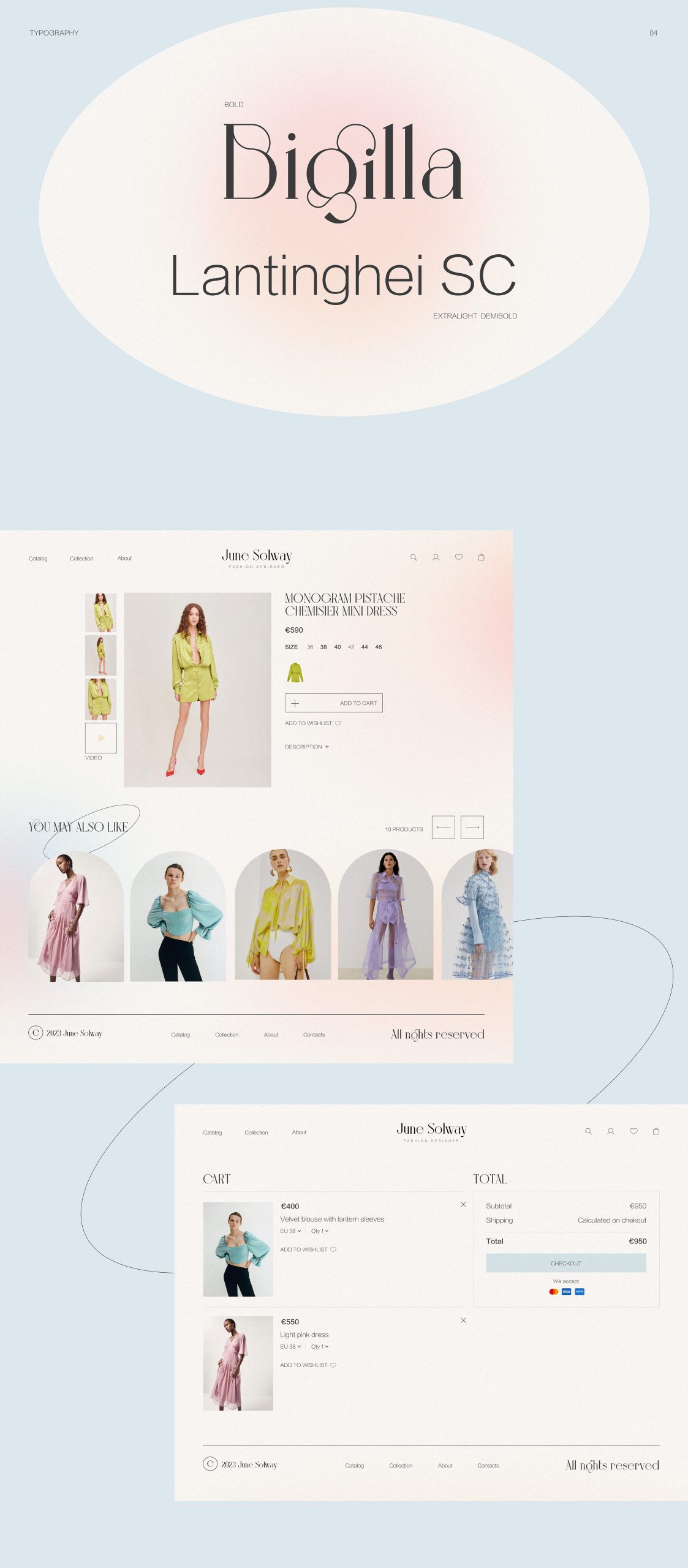 website design in a clean, minimalistic style, for a fashion designer. Made by graphic designer in lausanne, switzerland