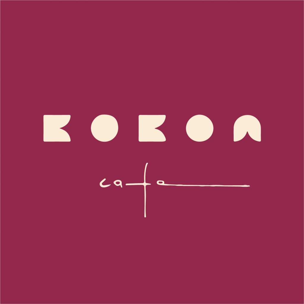 minimalist brand identity (identite visuelle) for kokoa cafe, coffee shop