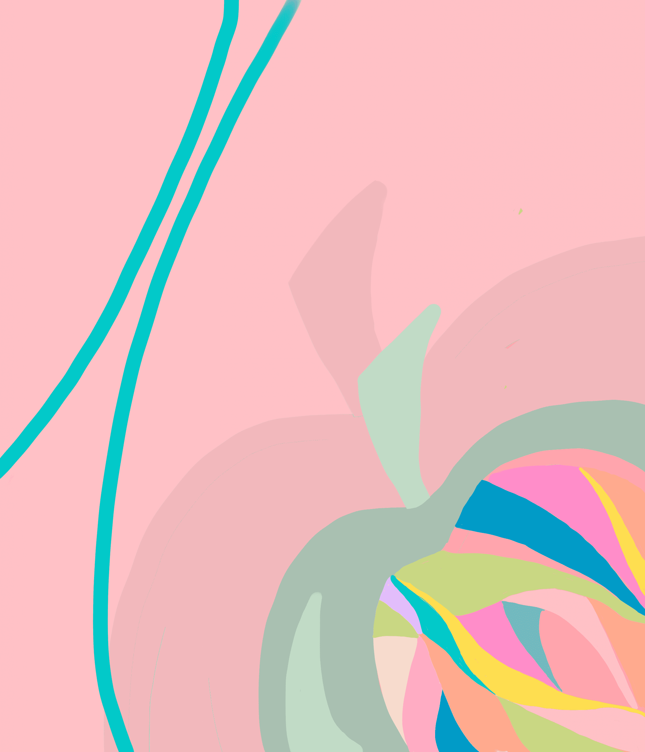 minimalistic and abstract illustration of apple with vivid colors of pink