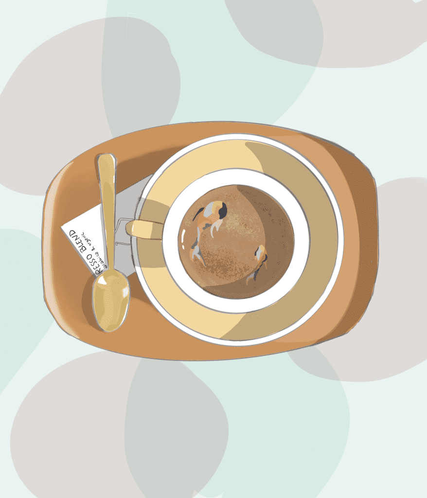 Belle illustration de cafe pour un coffee shop, style epure et abstrait. Par graphiste en suisse a lausanne