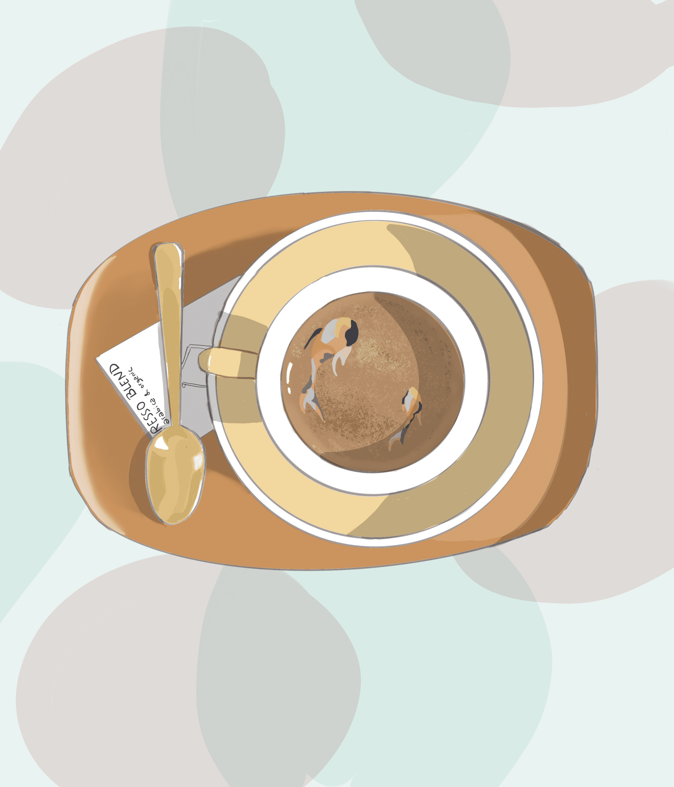 Belle illustration de cafe pour un coffee shop, style epure et abstrait. Par graphiste en suisse a lausanne