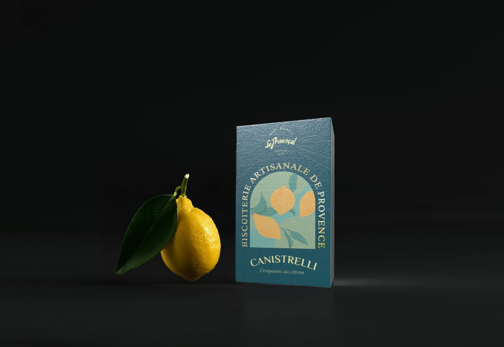 brand packaging design for Le provencal, an artisanal cookie maker, by studio Nuwa in Lausanne, swtizerland.