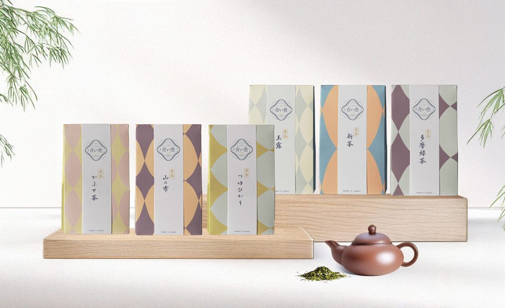 japanese tea packaging design by a swiss graphic designer freelance, in minimalistic and vintage style